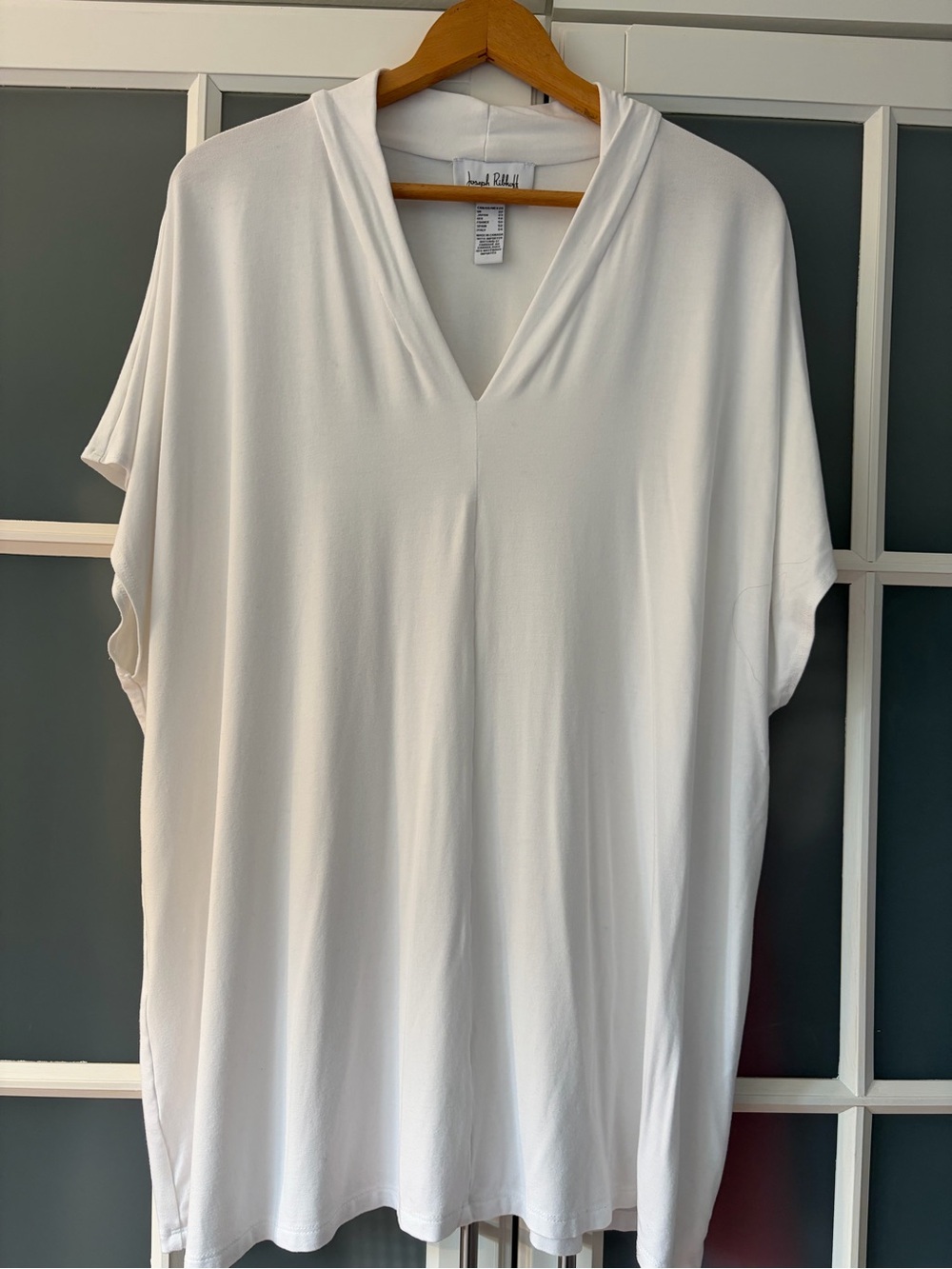 Joseph Ribkoff White V-Neck Draped Tunic Top